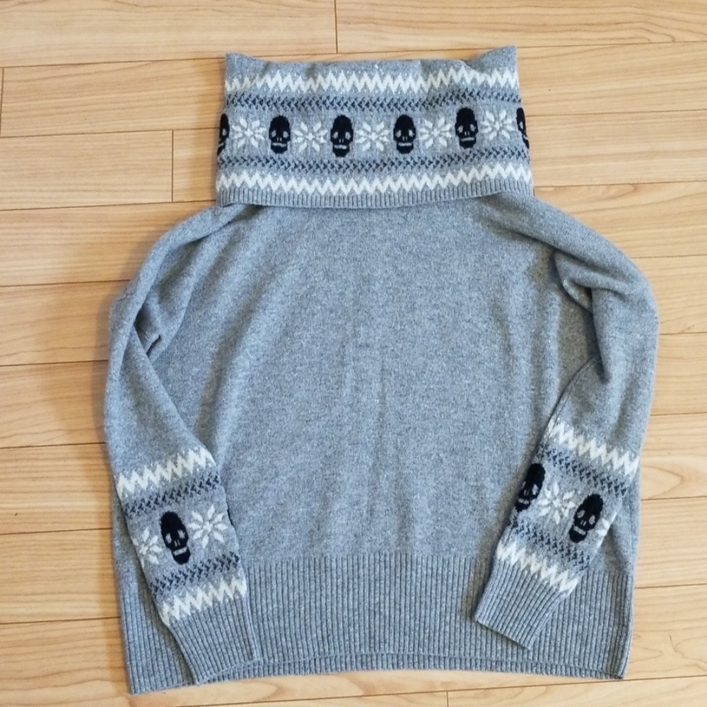 Autumn Cashmere Cowl Neck Scull Print Sweater